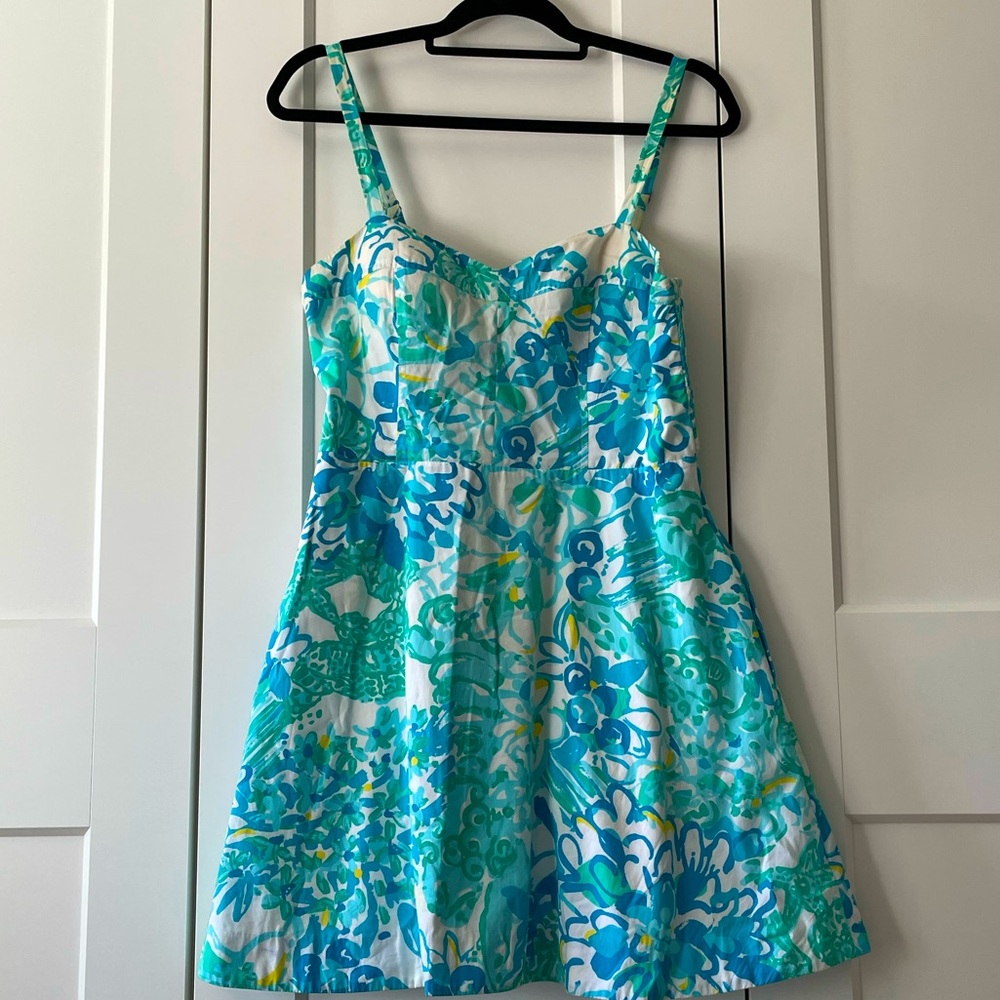 Lilly Pulitzer blue and green spaghetti strap dress (size 8)